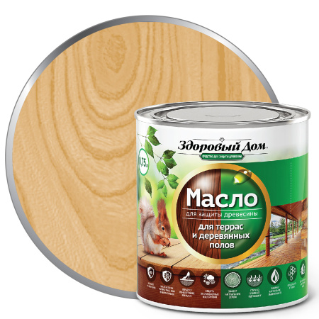 Масло Здоровый дом для террас, лестниц, полов дуб 0,75 л